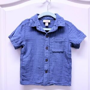 Cat & Jack Textured Blue Button Down Shirt